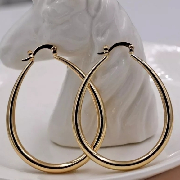 Gold Tone Hoop Earrings - Picture 3 of 4